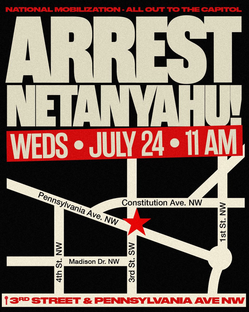 Benjamin Netanyahu is STILL slated to speak in Congress in Washington DC this Wednesday and thousands of people will be in the streets to give a proper greeting for a war criminal committing an ongoing genocide. We will show the world that the people stand with Palestine! SEE YOU