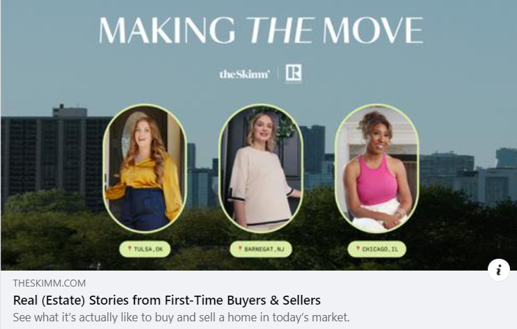 Announcing "Making THE Move" on theSkimm. This three-video series shows REAL home buying and selling journeys and the value of REALTOR® expertise. Visit bit.ly/4d8zPzY