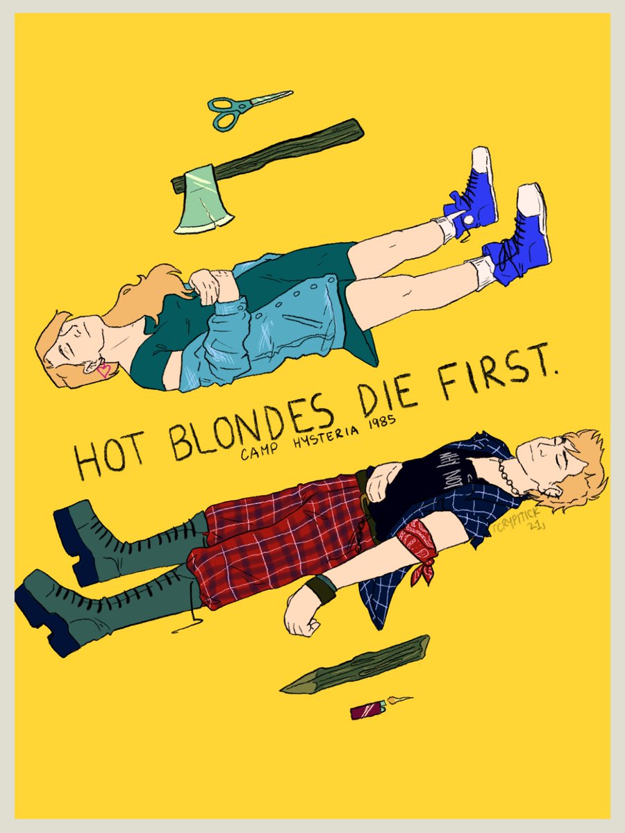 crypitick's tweet photo. its slasher summer again so everyone remember.
hot blonds die first.
(go stream ghosts dont exist by lottie dance on spotify hehehe)
#slashersummer #oc #originalcharacter https://t.co/0wspozVU72