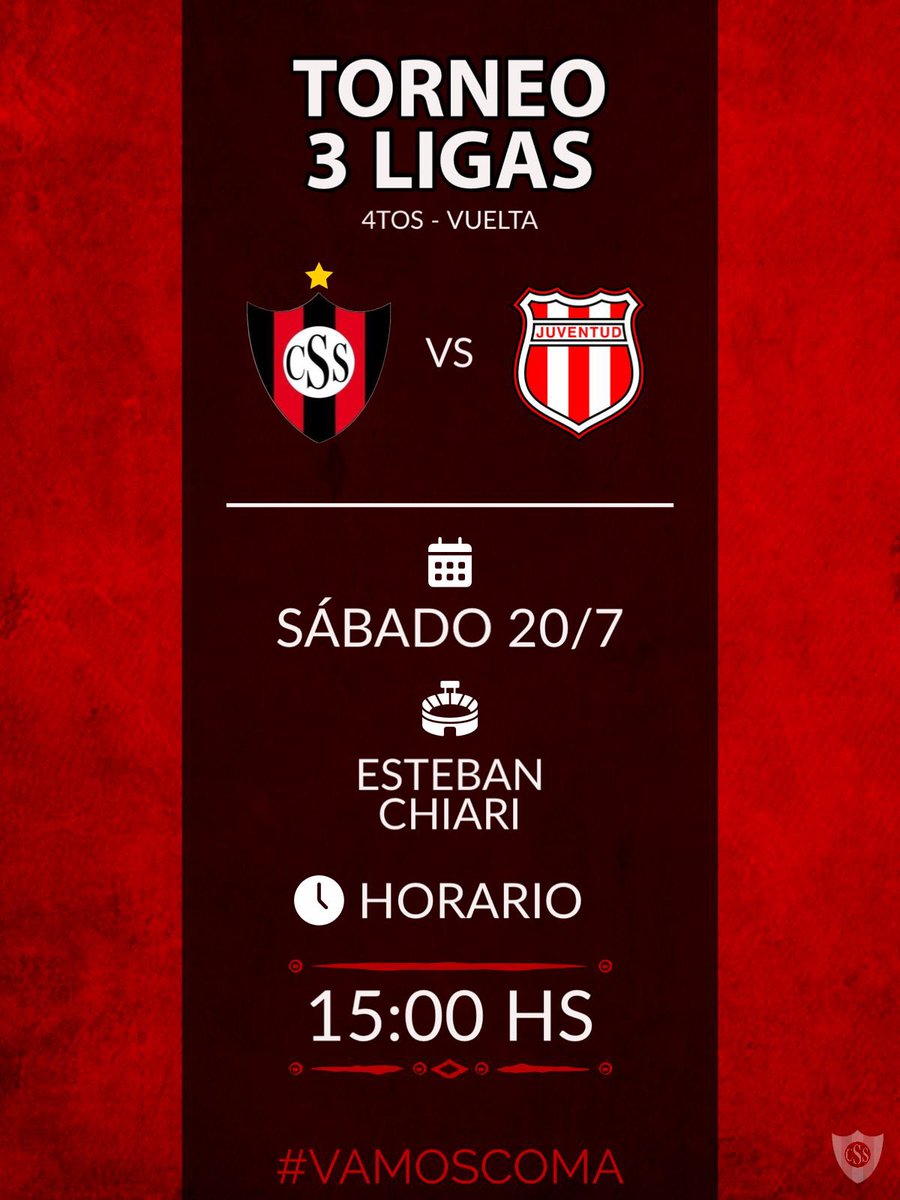 SportsSalto1's tweet photo. POR UN LUGAR EN SEMI
Este sábado desde las 15 hs, SPORTS recibe a Juventud de Rojas por la vuelta de los 4tos de final en el Estadio Esteban Chiari.
Acompañemos al más grande de la ciudad.
#VAMOSCOMA🖤❤️🖤 https://t.co/h8Dx3ftntx