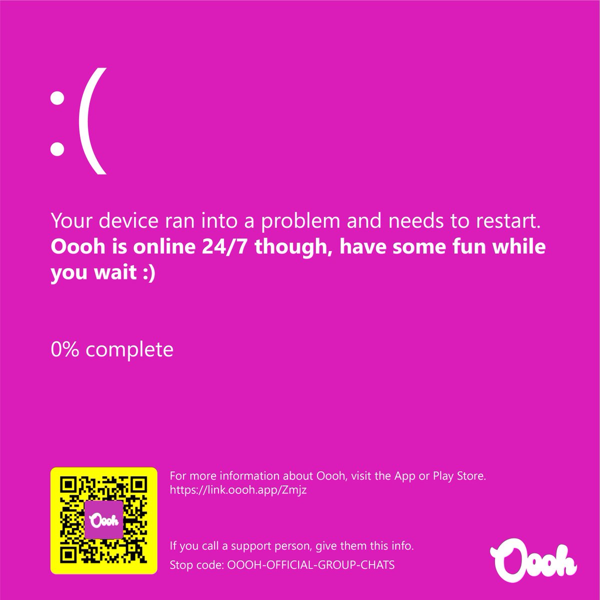 Outages don’t exist here at Oooh. Download and play while you wait :)

#outage #crowdstrike #microsoft #bsod