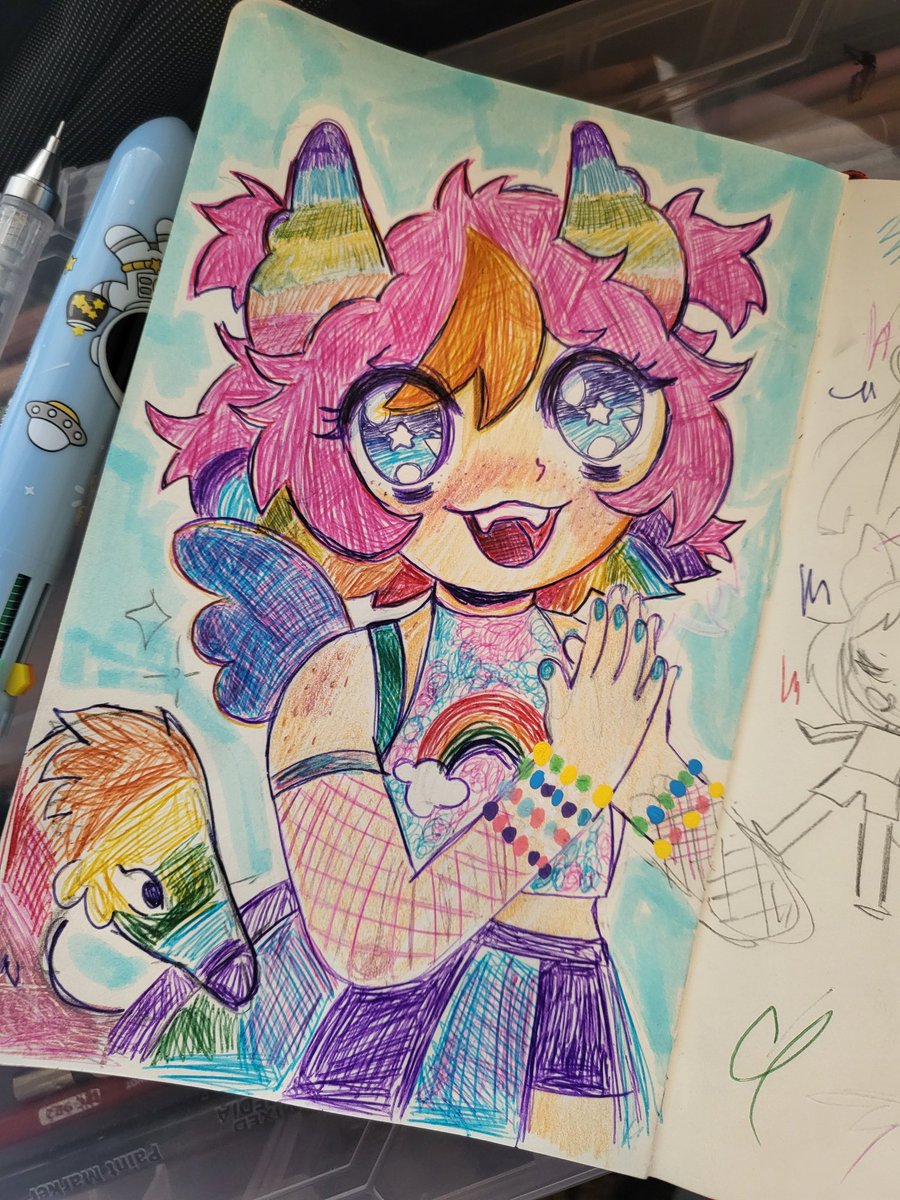 _sugartooth's tweet photo. More pen work in my sketchbook 🌈 https://t.co/32jZifr8wq
