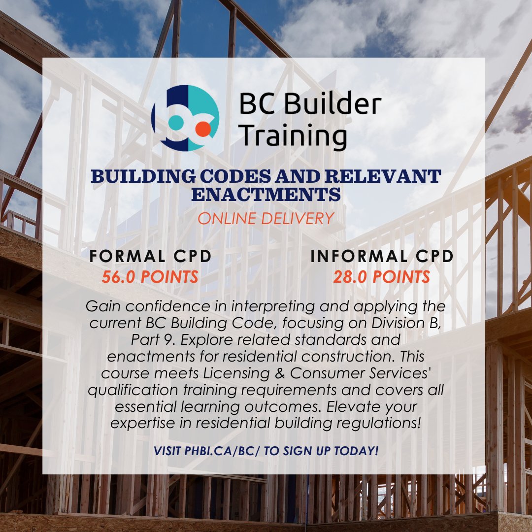 PHBInow's tweet image. PHBI has updated our courses to reflect the recent changes to BC Energy Step Code requirements!
Swipe to check out the newly revised courses! 🔧🔨 📜 
Enroll today at phbi.ca/bc/ and enhance your expertise!
#phbi #BCBuildingCode #BuilderEducation #EnergyStepCodes