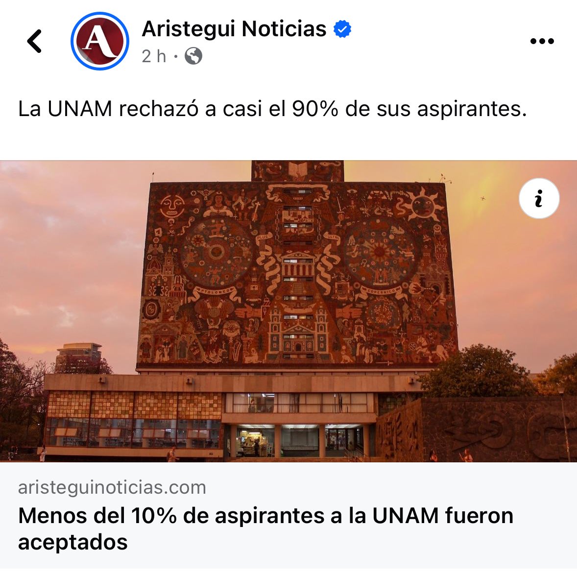 Corrección:

90% de aspirantes no demostraron tener los conocimientos requeridos para estudiar en la UNAM.