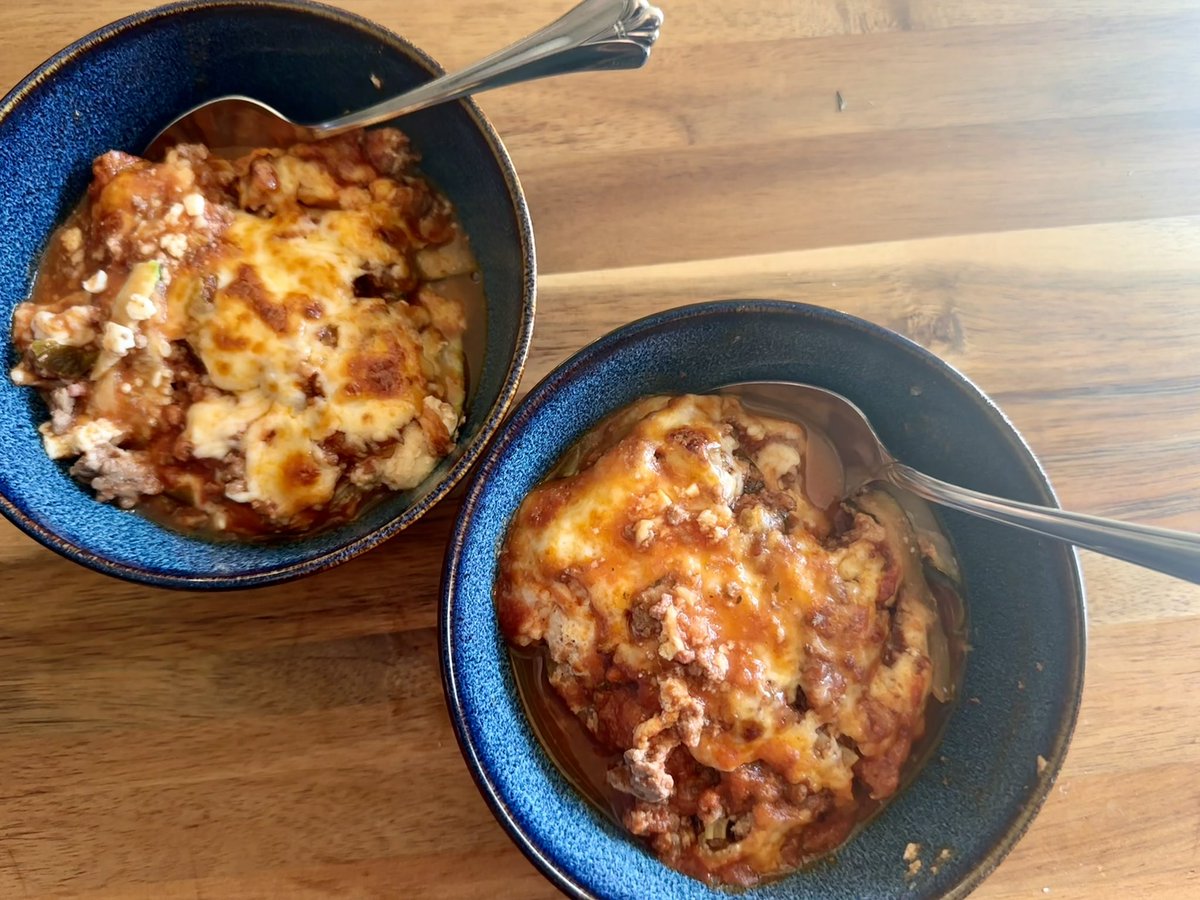 mariesgotthis's tweet image. Zucchini noodle lasagna for two. #zucchinilasagna #cookingfortwo