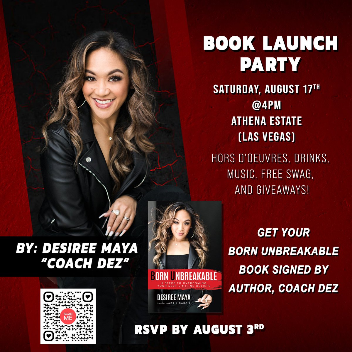 dezunbreakable's tweet photo. The book launch party has been set and I am grateful to be celebrating this experience with friends, family, colleges and supporters.  https://t.co/5lCffdzm6o
📕🚀🍾 #bornunbreakable #booklaunch #coachdez #desireemaya https://t.co/djrRQm2ChB