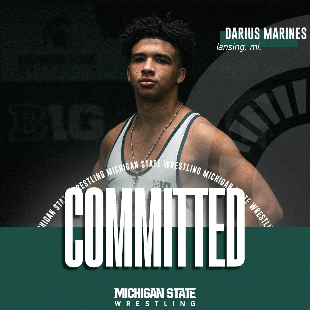 MSU_Wrestling's tweet image. COMMITTED ✅ 

Please join us in welcoming Darius Marines to the Spartan Wrestling family! 

#GoGreen