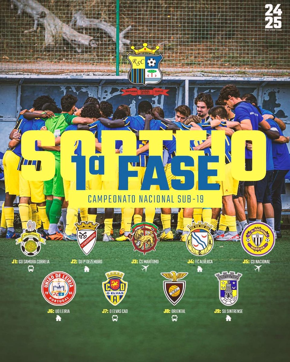 RealSportClube3's tweet photo. O sorteio da 1ª fase da II Divisão do CNl de Juniores para a época 2024/2025. Estamos na Série D💪
O campeonato inicia a 31 de agosto e será disputado em 18 jogos nesta 1ª fase.
👉  as jornadas da 1ª volta!
Vamos com tudo, Real SC! 🔵🟡 #RealSC #FutebolFormação #Sub19 #Época2425 https://t.co/1QMYwXQGje