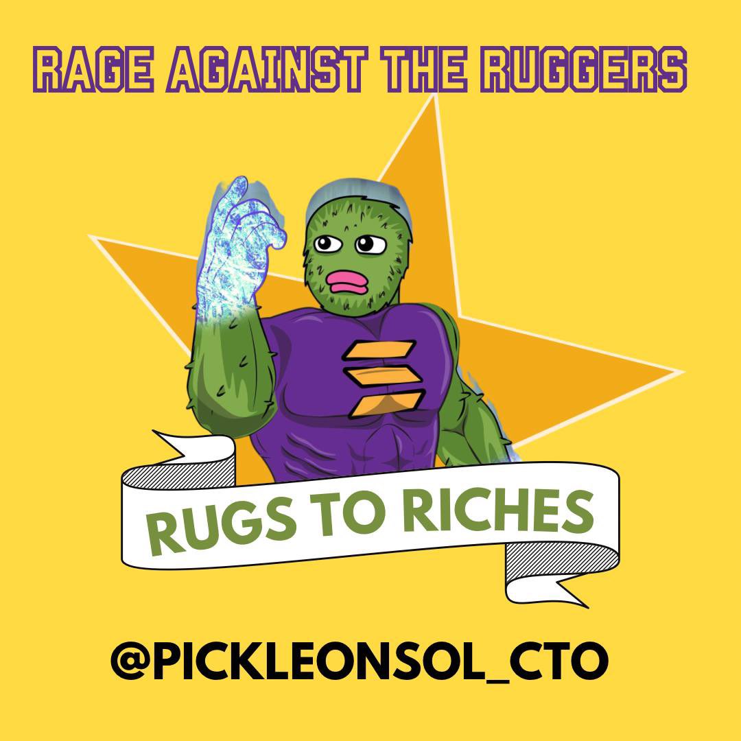 SlappySonn's tweet photo. @riccardogems $PICKLE @pickleonsol_cto Is the first and only relaunched token out there. Come check us out and you will see the power of this community!! #PICKLEPARTY #FUCKRUGGERS https://t.co/4OOeyzih3K