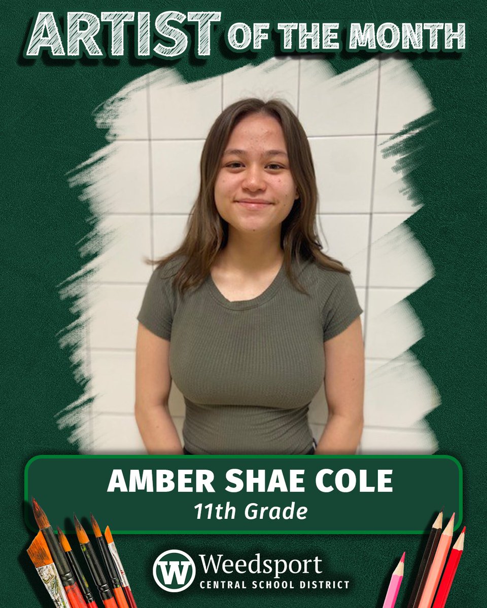 We are pleased to present our Artists of the Month for May/June! 🎨 Next up is 11th grade student Amber Shae Cole!

CONGRATULATIONS!! 🥳