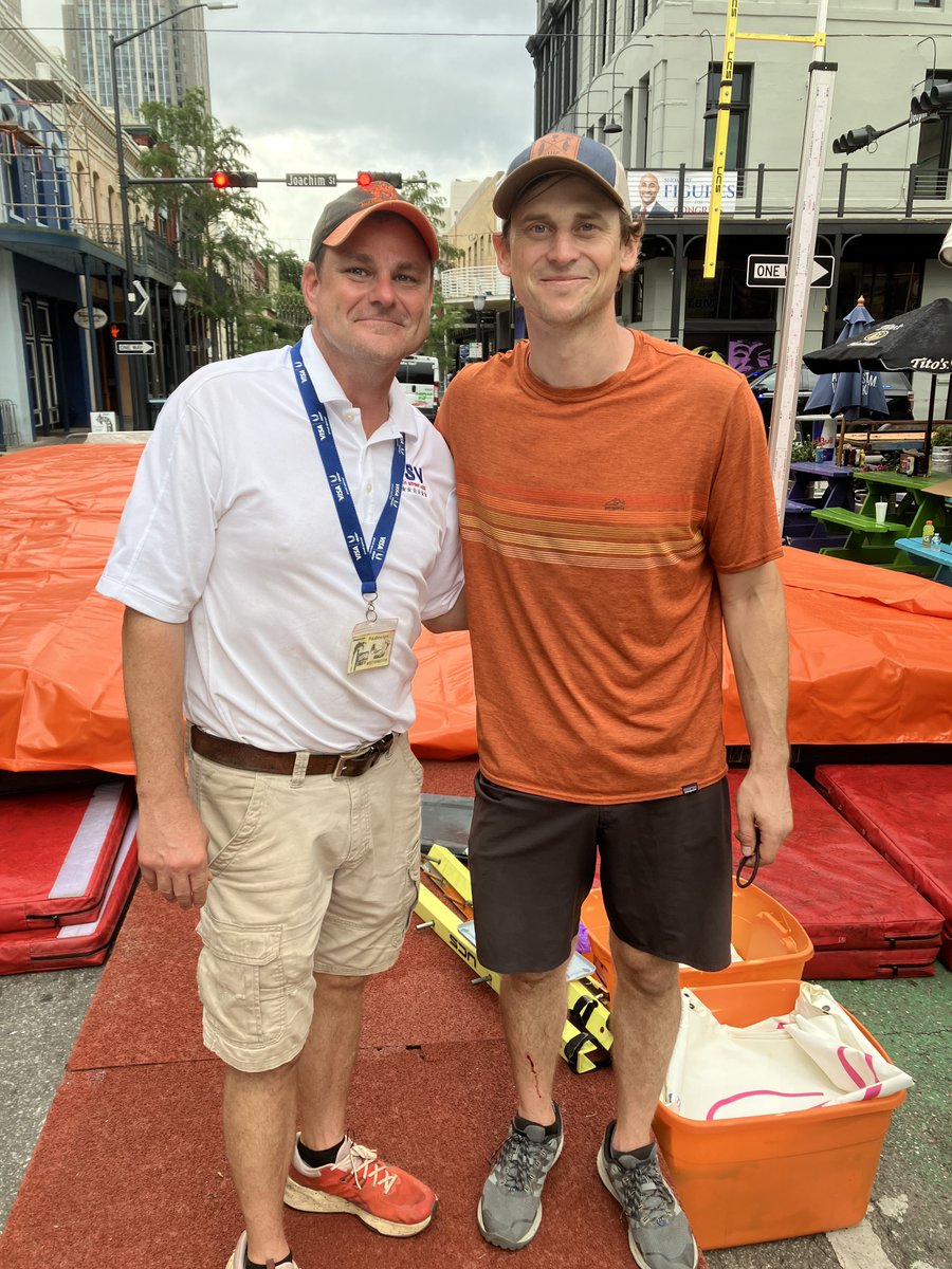 goulaguy's tweet photo. Drew Bentley and Thomas Fowlkes are busy setting up for Saturday’s Dauphin Street Vault. They feel confident the weather will not stop the action. @Lagniappe_Daily @DauphinStVault @MobileALSports https://t.co/Ay0SdxFHWe