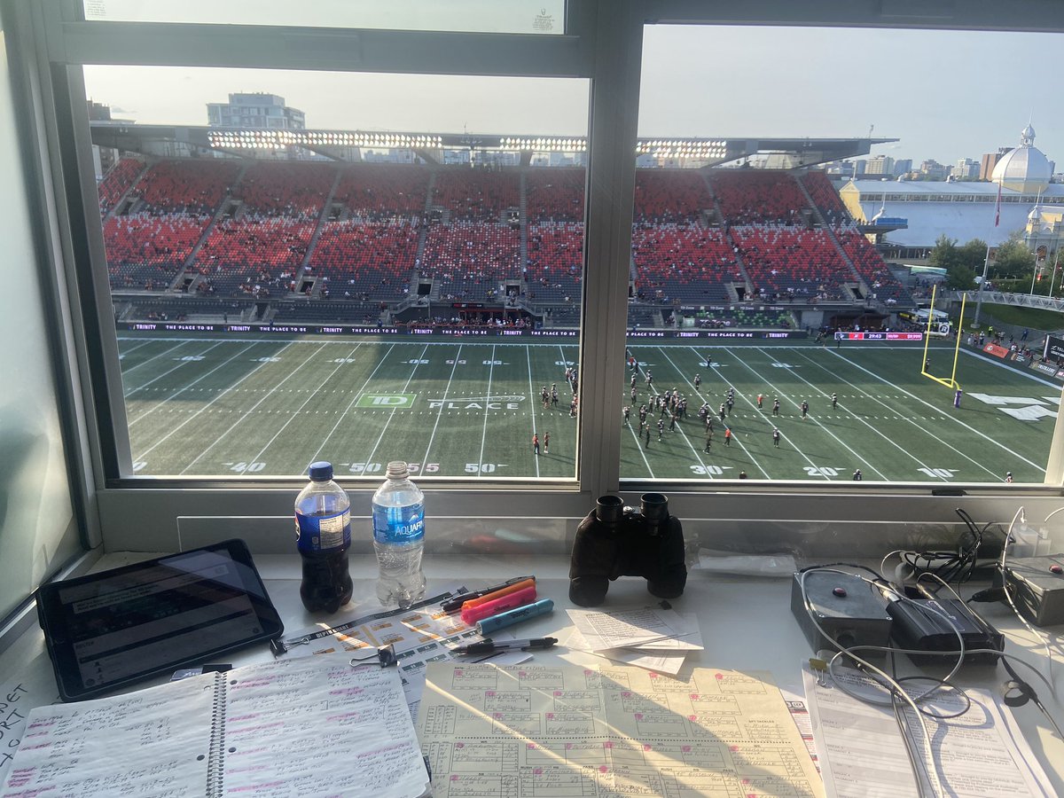 Morley_Scott's tweet photo. About 20 minutes to kickoff - #Elks at Ottawa on @630CHED #boothshot https://t.co/A7Bdn8iD24 https://t.co/zLicE1mbfq