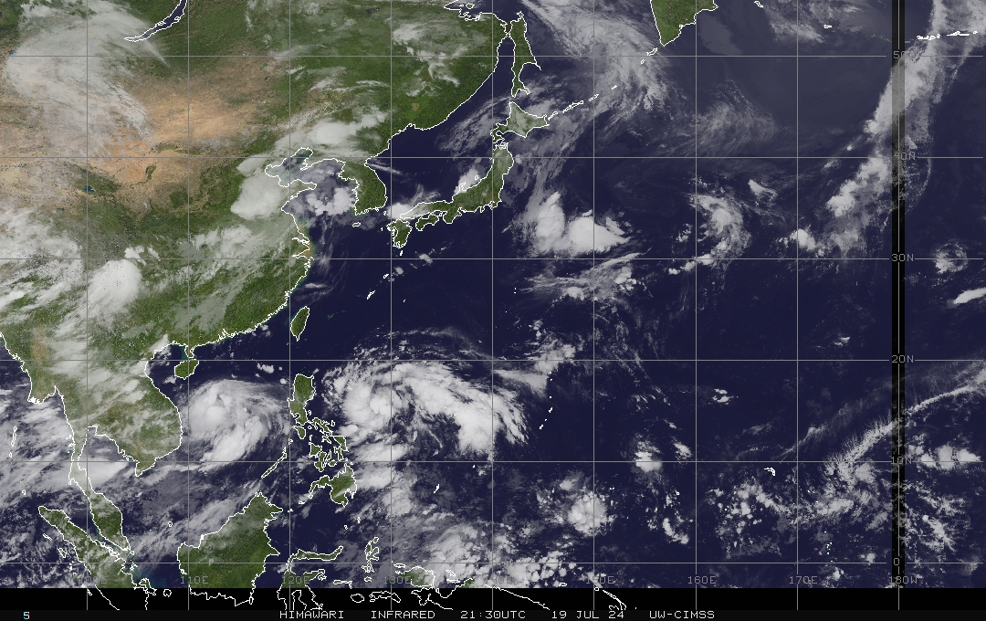 jnmet's tweet photo. The tropical twins in the West Pacific named #Butchoy & #Carina by the Philippines. Butchoy will impact #Hainan Island & S #China Sunday into Tuesday. Carina may threaten E #China & #Taiwan late next week. International names will be #Gaemi & #Prapiroon. https://t.co/LHg1LOQfkw