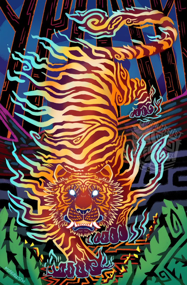 Tyger Tyger, burning bright,
In the forests of the night;
What immortal hand or eye,
Could frame thy fearful symmetry?