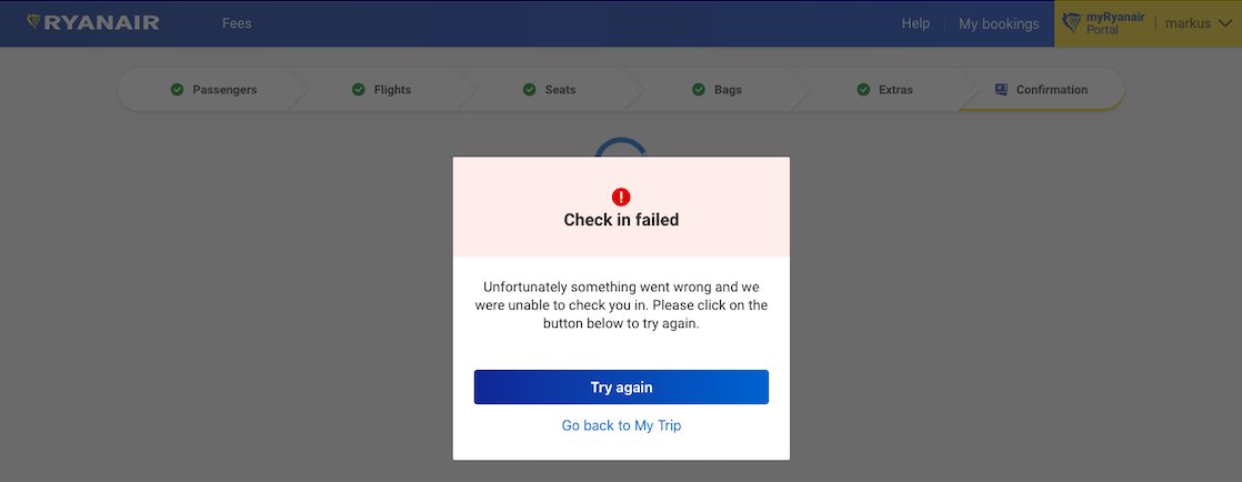MMMilder's tweet photo. @Ryanair your app nor browsers (chrome, firefox, safari) repeatedly doesn't allow to check in online. I'd rather refuse to pay 55 pounds for doing so in the airport, what to do?! https://t.co/2v3Op76t8h