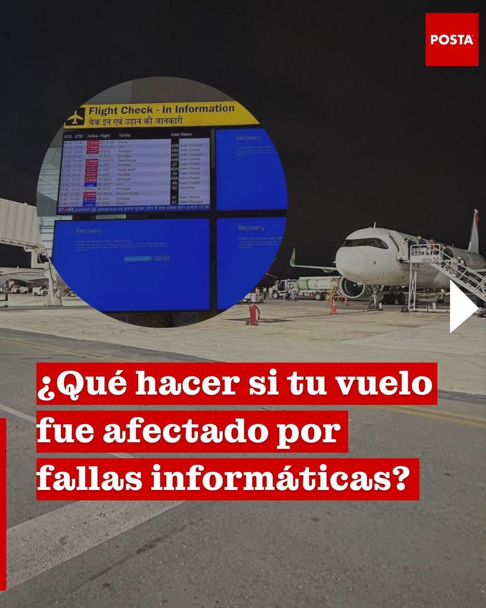 POSTAYucatan's tweet photo. ✈️👉  Una falla en los sistemas informáticos afectó a diversos servicios a nivel mundial, incluyendo el transporte aéreo.

Aquí te dejamos todo lo que tienes que saber si te viste afectado👇
https://t.co/nIHu0cjfFs

#Profeco #ApagónInformatico #Windows #Microsoft #Vuelos https://t.co/WQ2zRGAQqd