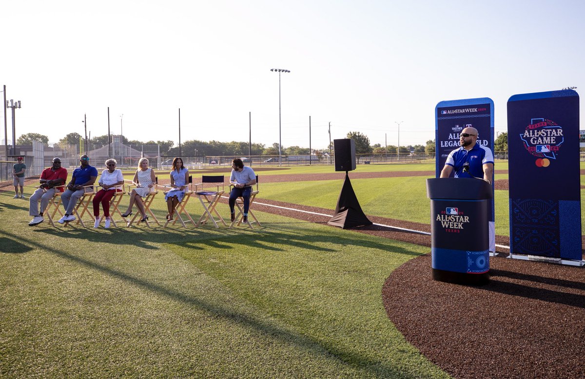 RangersCare's tweet photo. During the 2024 All-Star Week, the @Rangers , @MLB, and several other partners made a combined investment of $7 million into the community!

Here are the highlights of the incredible projects:

All-Star Legacy Field:
•Installed repurposed turf from the 2023 World Series at the Texas Rangers Youth Academy along with new fencing, netting, scoreboards, shade structures over existing bleachers, and brand-new dugouts with help from Jacob and Stacey deGrom.

Boys & Girls Clubs of Greater Tarrant County’s North Fort Worth Branch:
•Installed a brand-new sports court featuring an indoor baseball/softball diamond, cutting-edge STEAM & workforce development areas, and a renovated music studio generously donated by Kane Brown.

The Adaptive Training Foundation “Most Inclusive Workout”:
•Hosted a workout designed for any individual, regardless of age or physical ability, and presented the Adaptive Training Foundation with a mobile training lab, the ATF Battle Wagon.

All-Star Legacy Park:
•Installed turf on two youth baseball fields and built new batting cages at Arlington’s Senter Park with help from Corey and Mady Seager.