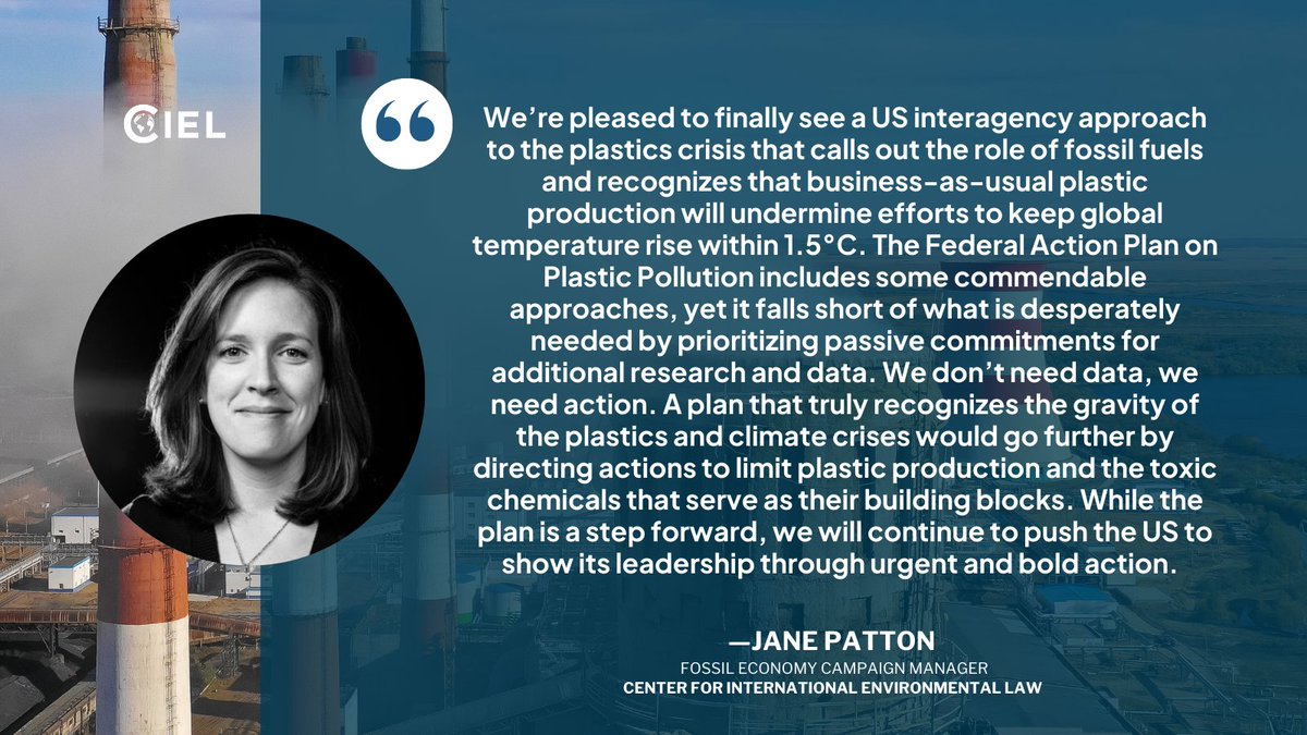 The <a href="/WhiteHouse/">The White House</a> released today a report on #PlasticPollution, signaling that the US Government finally recognizes the severity of the plastics crisis, but we need more than promises and research. What we need from the US government is a plan that translates into policy action.