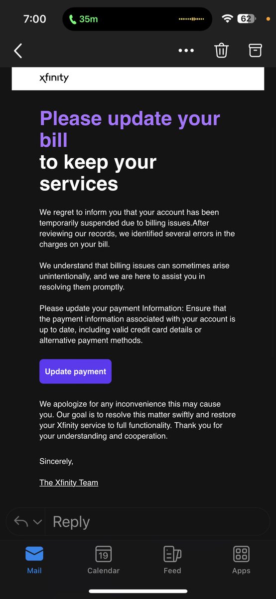 NeeNeeMack's tweet photo. Y’all be safe out here! The scammers are pretending to be @Xfinity https://t.co/Cq94pvyuc7
