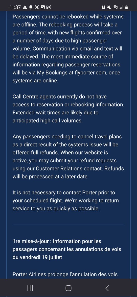 TerryRiche's tweet photo. @porterairlines the cancelation process (now working) says credit only. But your earlier we post said customers needing to cancel would be issued full refunds. To be clear, by hitting "accept terms" to finalize cancelation, I am NOT agreeing to credit only, right? https://t.co/itR6D7HLAV