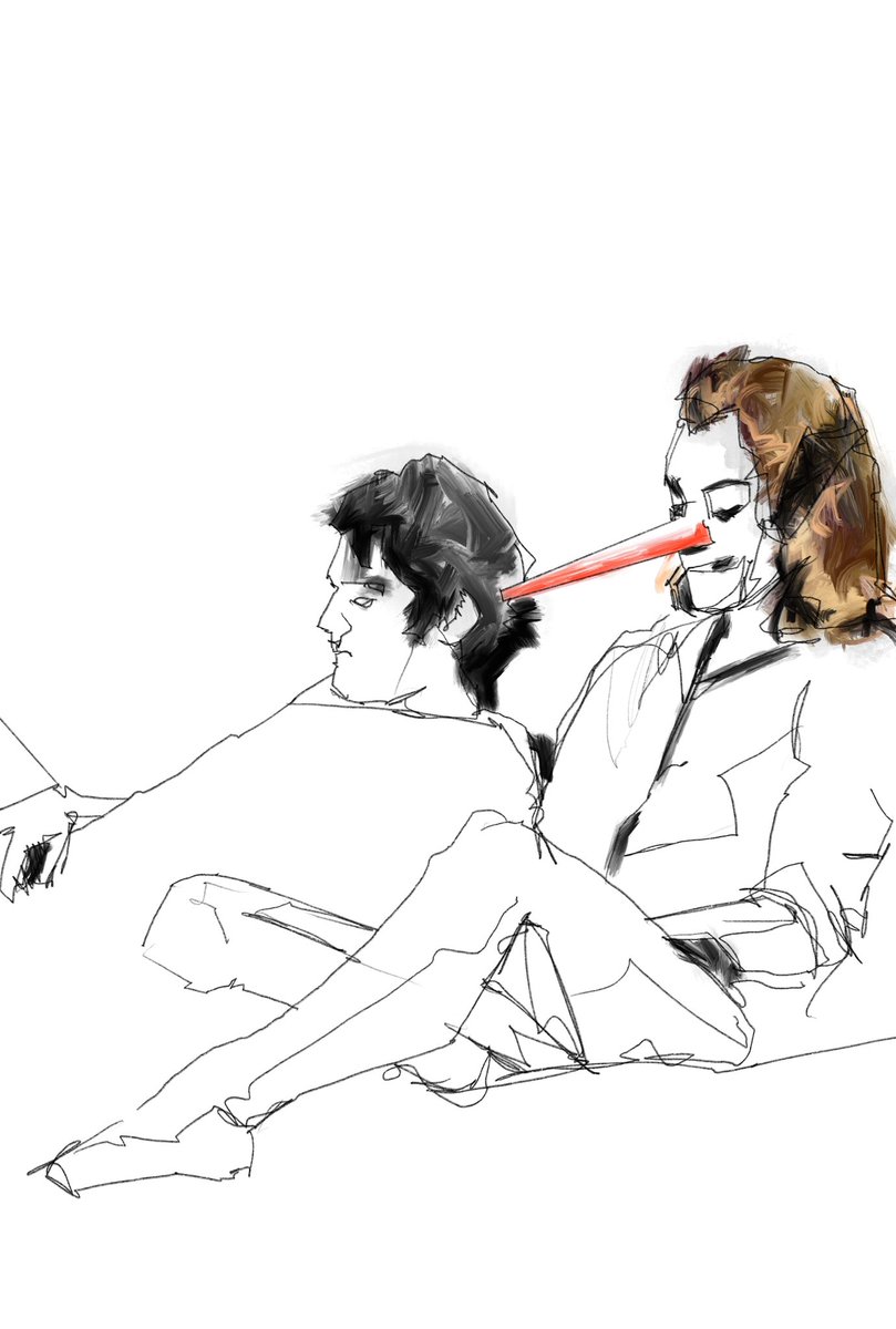 GN … and
published another one before going to bed

initially thought the sketches aren’t fitting into this space. But my BLACKBOOK should be for everything and everyone. 

incertezza 
Who is saying the truth ? Any guess?

1/1 #objktnft