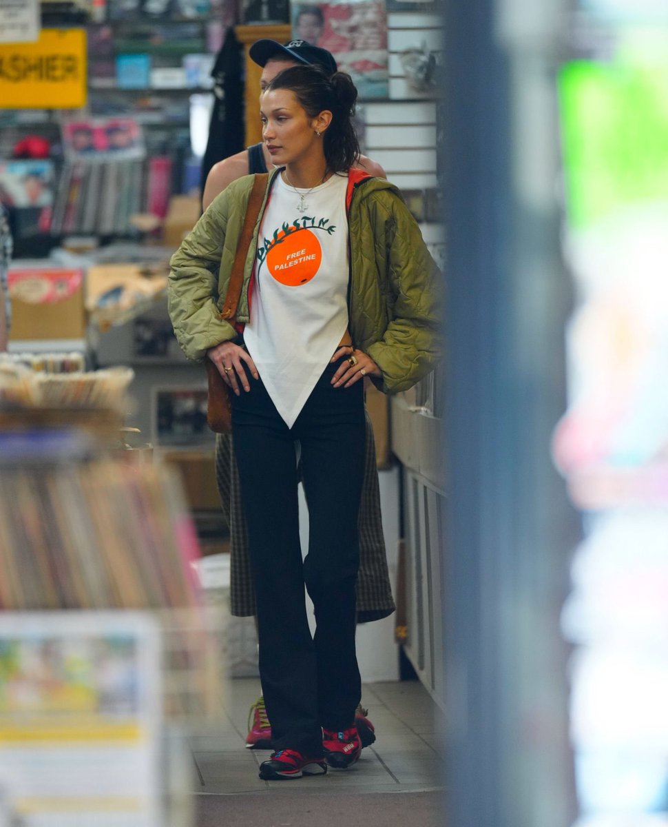 Bella Hadid in our ‘Free Palestine’ collaboration vest with GmbH

The top was released as a limited edition in 2021 and all proceeds were split equally between two brilliant Palestinian charities:

AlQaws is a LGBTQ+ Palestinian organisation building LGBTQ communities in