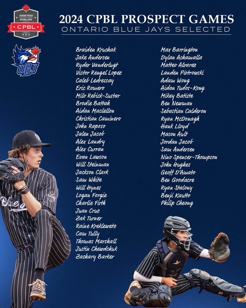 Ontario Blue Jays (@ontariobluejays) on Twitter photo Congratulations to all the Ontario Blue Jays who have been selected to participate in the CPBL Prospects game! 
#OBJFam | <a href="/CPBLeague/">CPBL</a> Congratulations to all the Ontario Blue Jays who have been selected to participate in the CPBL Prospects game! 
#OBJFam | <a href="/CPBLeague/">CPBL</a>
