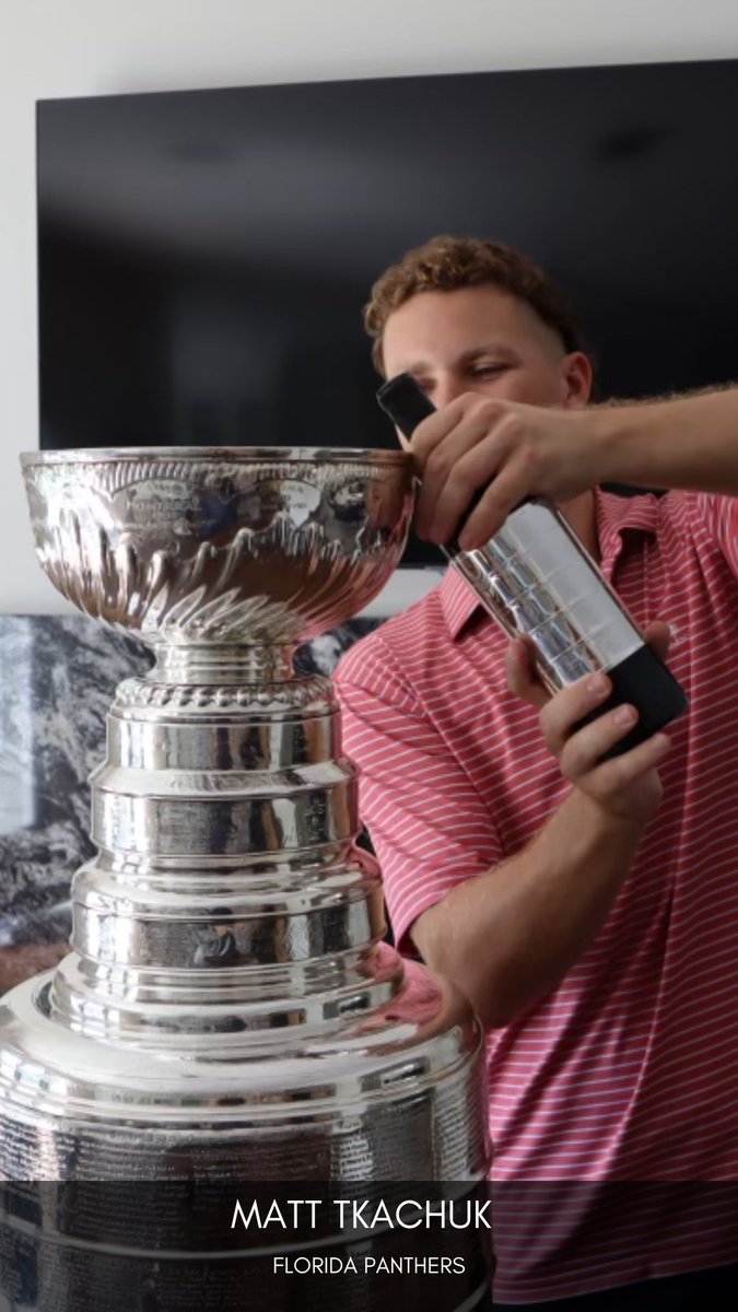 36wine's tweet photo. The tradition continues - Matty Tkachuk pouring our “Five Bands” in the Stanley Cup! https://t.co/PC3HCZrUNy