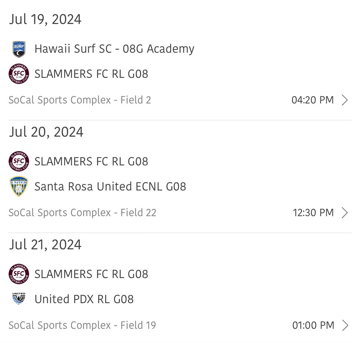 ChristinSweet25's tweet photo. Excited to play with #CDASlammers ECRL08  this weekend for #surfcup here is our schedule: https://t.co/1rFq00iiiq