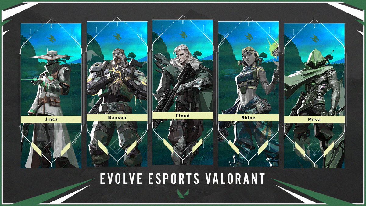 Introducing Evolve Esports Valorant!

- <a href="/_Jincz/">Jincz.val</a> 
- <a href="/bansenVL/">Bansen</a> - C
- @ExF_cloud
- @ValorantShine 
- <a href="/mxvaVL/">mova🇧🇬</a> 
- ArsonistGhost - Sub
- PokeAura and Maple - Coaches
- Gracias - Team Manager

Welcome to the family!

Graphic courtesy of the GOAT <a href="/jesse_gfx/">Jesse</a>