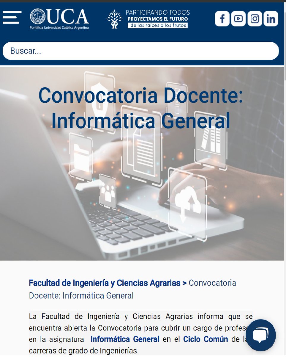 Búsqueda de docentes para enseñar programación a estudiantes de grado en Ingeniería. #UCA Pontificia Universidad Católica, Facultad de Ingeniería y ciencias Agrarias. #docencia #busquedaactiva #programación #Python

Ver los detalles de la convocatoria en: bit.ly/busqueda_ig_02