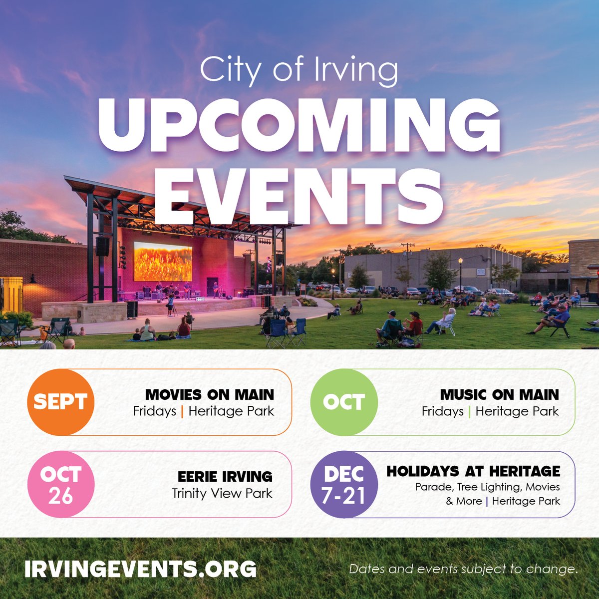 thecityofirving's tweet photo. Save the dates for the remaining City of Irving 2024 Special Events. For more information and details, visit https://t.co/Ab4vt1mVKW! #IrvingEvents #IrvingTX https://t.co/uKv1poUkV2