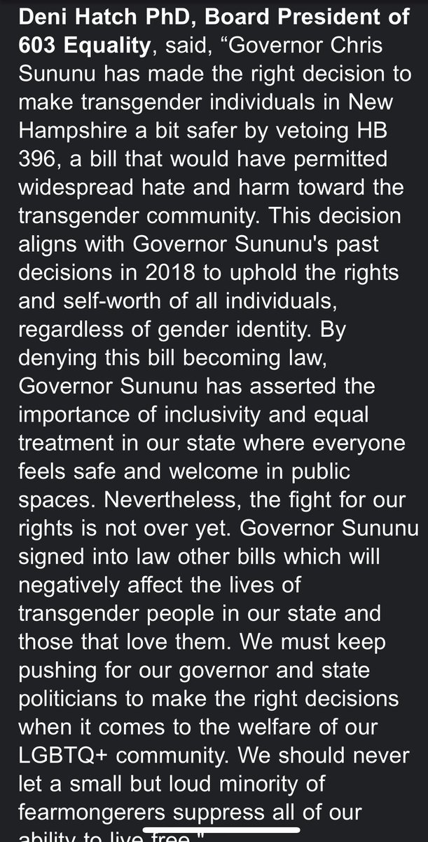 603 Equality (@603equality) on Twitter photo Shame on <a href="/GovChrisSununu/">Chris Sununu</a> for signing an lgbtq censorship bill, a ban on trans girls participating in sports with other girls, and a healthcare ban second-guessing decisions between parents, patients, and their doctors. #NHPolitics Shame on <a href="/GovChrisSununu/">Chris Sununu</a> for signing an lgbtq censorship bill, a ban on trans girls participating in sports with other girls, and a healthcare ban second-guessing decisions between parents, patients, and their doctors. #NHPolitics