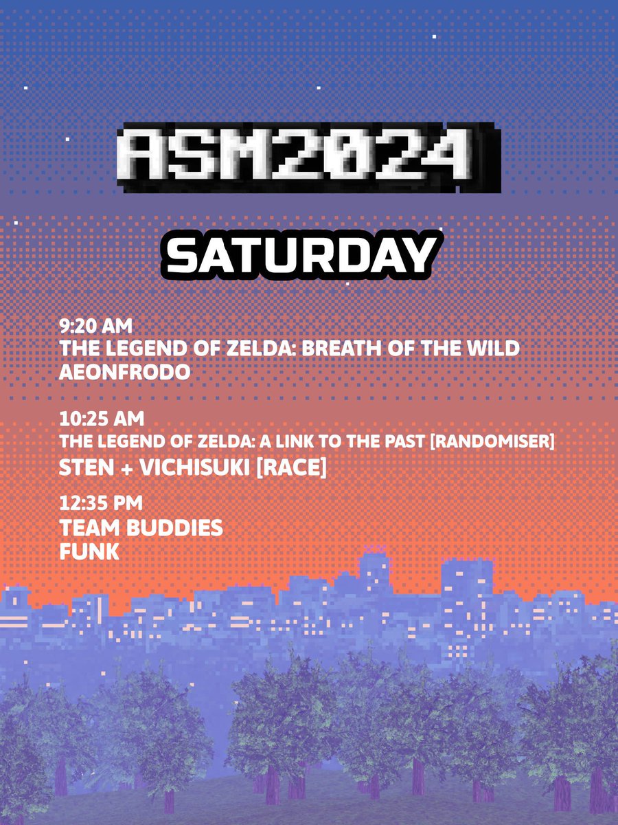 Saturday mornings can be rough, eh?

Luckily, there's still speedruns going on at #ASM2024 to soothe your woes.

<a href="/realAeonFrodo/">AeonFrodo/Fall Guy 2300 @ Home</a>, <a href="/GarlicSten/">Sten 🏳️‍🌈</a> and <a href="/vichisuki/">violet 🏳️‍⚧️</a> continue the Zelda action, and Funk is here too!

WATCH NOW:
twitch.tv/ausspeedruns
youtube.com/@AusSpeedruns/…