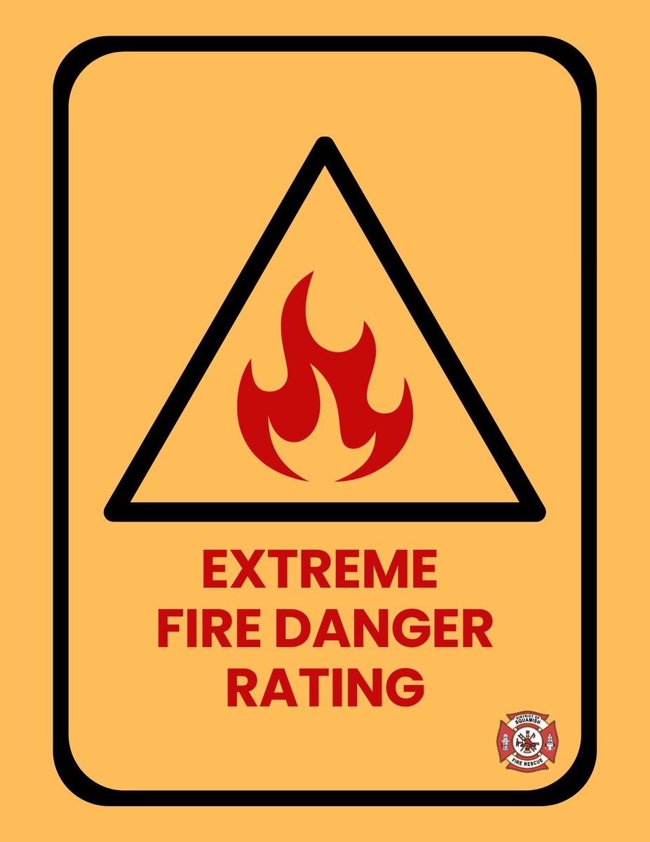 squamishfire's tweet photo. The BC Wildfire Service has now upgraded Squamish to an EXTREME fire danger rating.

During periods of heightened fire hazards, certain work activities within the wildland interface may contribute to the creation of fires. 

https://t.co/5fI6lK77qg https://t.co/k25ecOKHqi