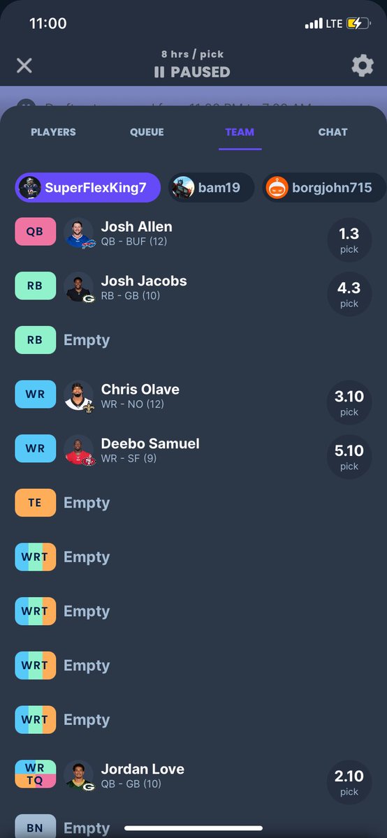 My <a href="/FF_BattleOTS/">Battle Of The Sexes</a> draft so far! Thoughts? Also, what are your teams looking like so far? #BOTS_2024
