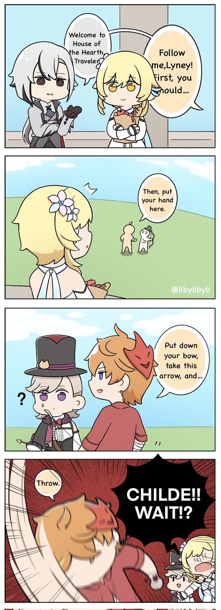 【鲸澜星天｜达荧创作接力】第2棒12:10 
Chinese Chilumi event
Don't teach others to use the bow like this while you are recovering from an injury!!
#chilumi #GenshinImpact