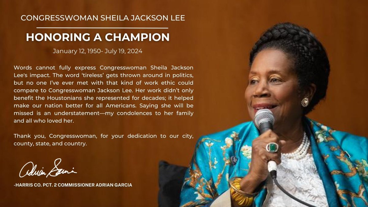 Rest in power, Congresswoman #sheilajacksonlee