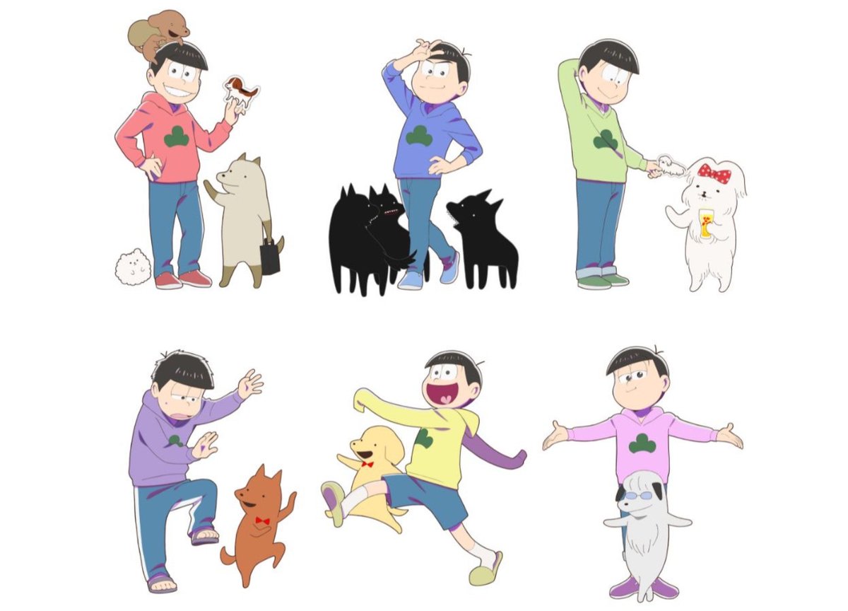 #おそ松さん × #貼りまわれこいぬ
＼コラボイラストを解禁！／

コラボイラストを使用したグッズの発売も近日発表予定！
今後の発表をお楽しみに✨
<a href="/hari_koinuPR/">「貼りまわれ！こいぬ」アニメ公式</a>