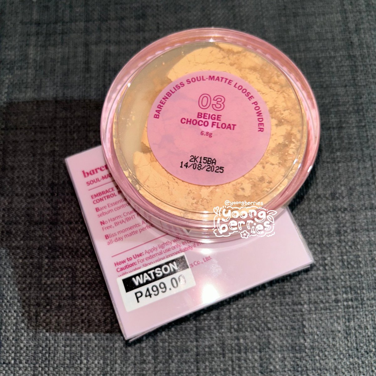 yoongberries's tweet photo. • ◦˚ஐ barenbliss soul-matte loose powder 03 beige choco float˚◦ • 

✎ Php 400.00

⋆ please read 📌
⋆ brand new
⋆ rfs: wrong shade
⋆ orig price: 499
⋆ bought from watsons
⋆ unused sponge; only swatched once

with free shade 02 med mango sorbet

꒰ #yoongberries_sells ꒱ https://t.co/xFtFd9t7nO