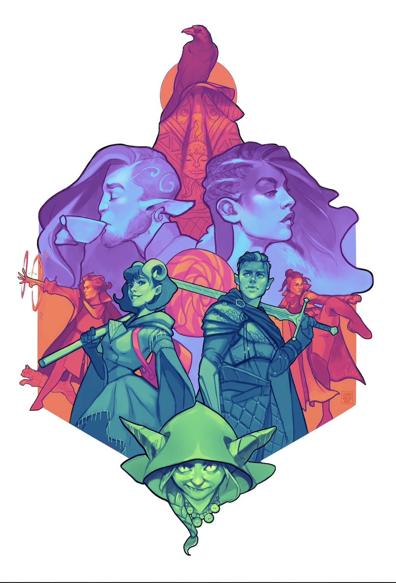 LaurenWalshArt's tweet photo. It’s a toss up between these two. The Korra piece is my most liked but the Critical Role piece is how my career started https://t.co/5N6mMzRl0T