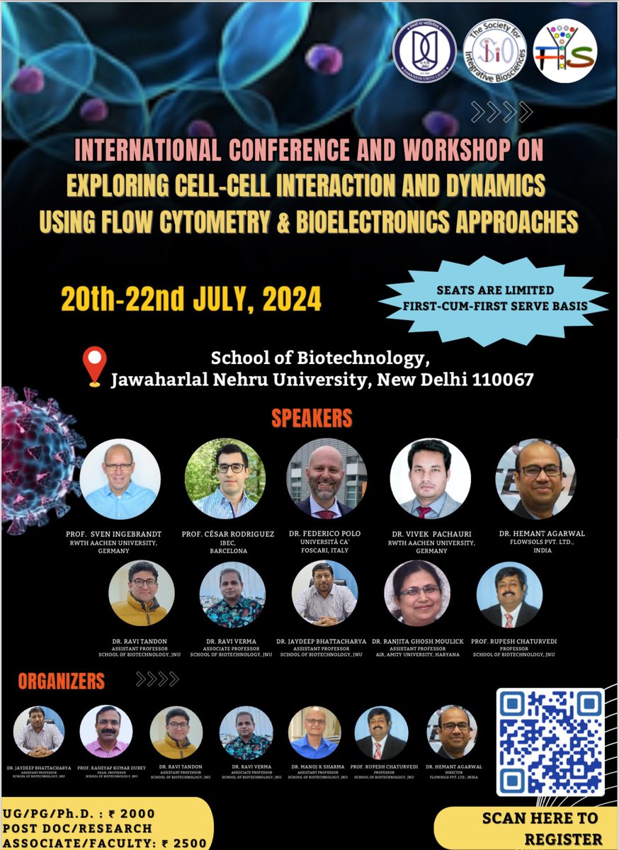 dubeykashyap's tweet image. International conference and workshop begins at School of Biotechnology JNU #flowcytometry #workshop #CellBiology #cell2cellinteraction
