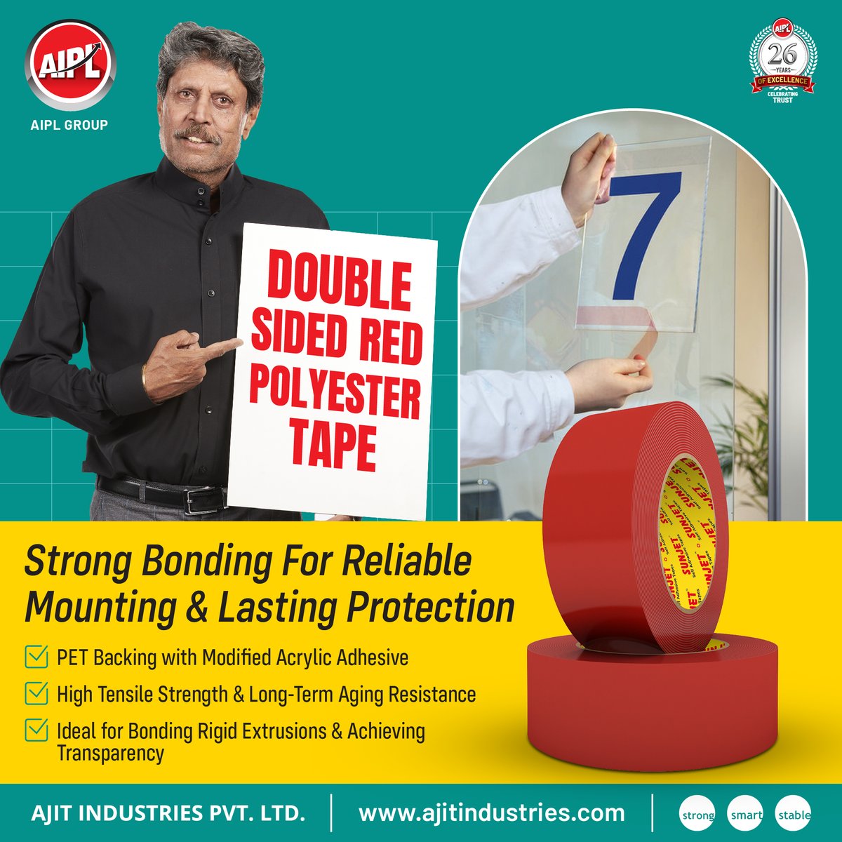 aiplindustries's tweet image. 🌟 Discover the power of D/S Polyester Tape! 
Perfect for strong, reliable mounting and lasting protection. 🛡️

#PolyesterTape #MountingSolution #LastingProtection #Sunjet #tapes #printingindustry #drupa #automation #AIPLGroup #AIPL #AIPLABRO #AIPLZorro #Cellux #AjitIndustries