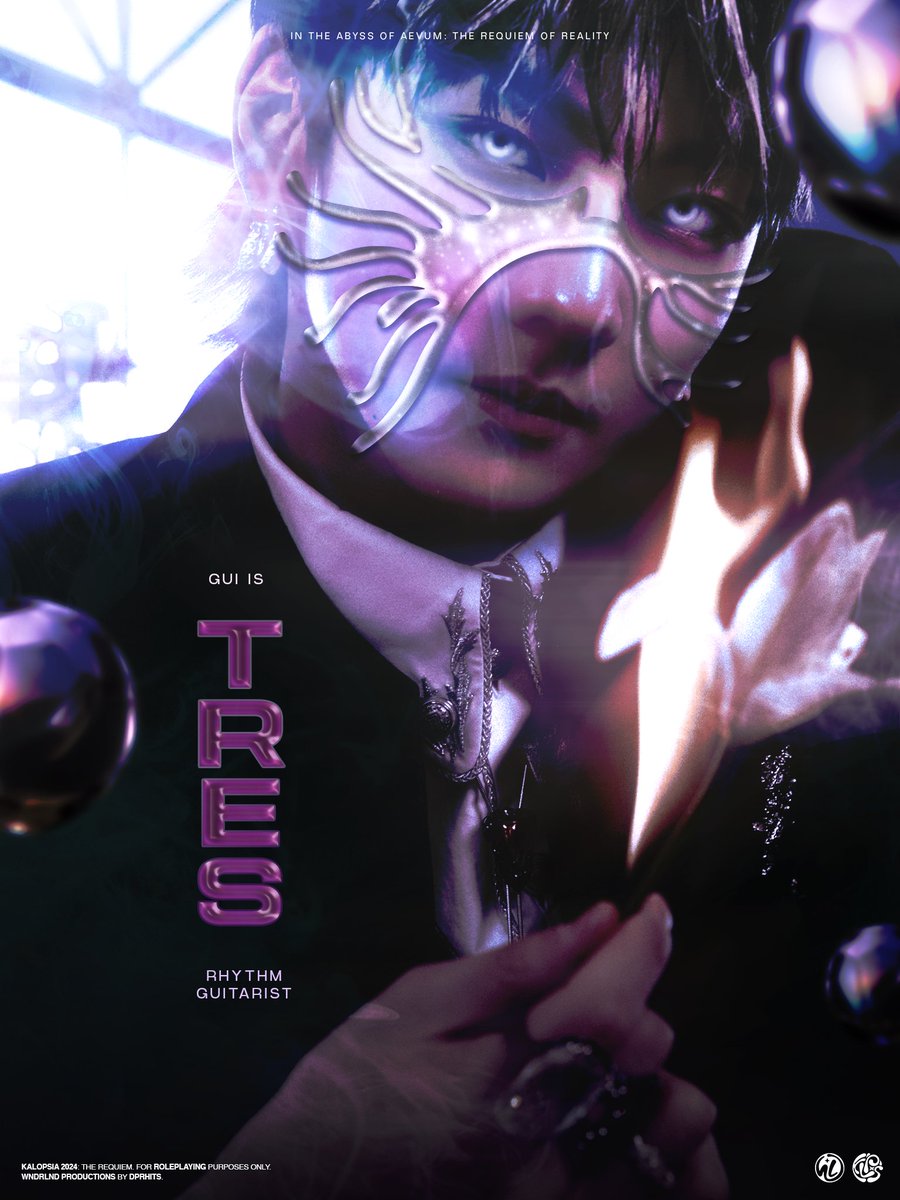 ㅤ
ㅤ
❪   𝓣he 𝓡equiem   ❫  
KALOPSIA : The Rebrand

Member Teaser Poster
✦  TRES.⠀   is   GUI
RHYTHM GUITARIST

#KALOPSIA 
#TRES #GUI
#THE_REQUIEM
ㅤ
ㅤ