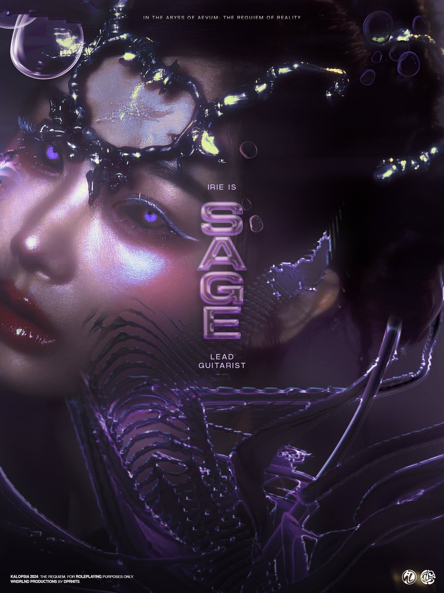 ㅤ
ㅤ
❪   𝓣he 𝓡equiem   ❫  
KALOPSIA : The Rebrand

Member Teaser Poster
✦  SAGE.⠀   is   IRIE
LEAD GUITARIST

#KALOPSIA 
#SAGE #IRIE
#THE_REQUIEM
ㅤ
ㅤ