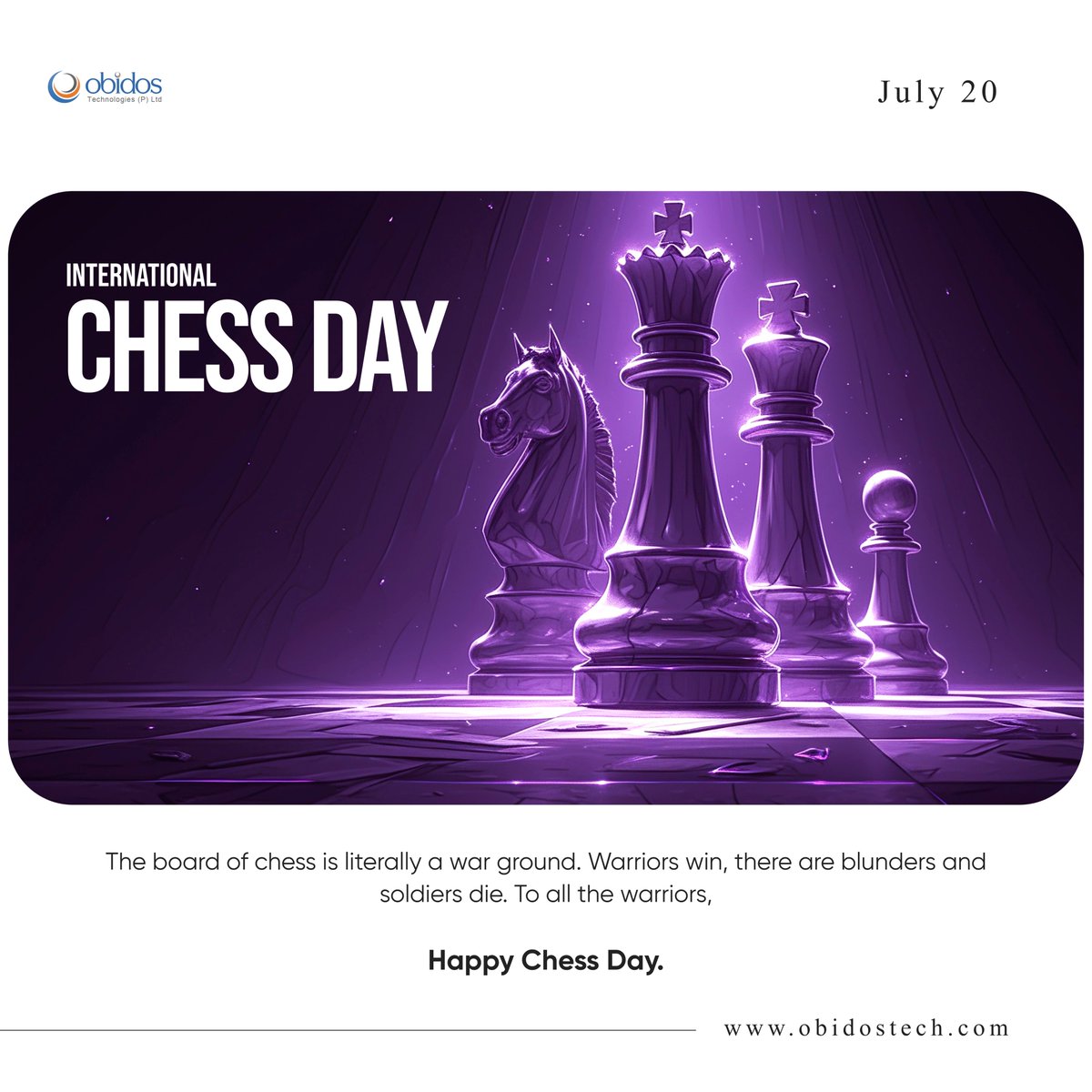 obidostech's tweet photo. International Chess Day

#chess #chessboard #chessgame #chessday #mindgame #obidostech https://t.co/lwK7ZlAvVj