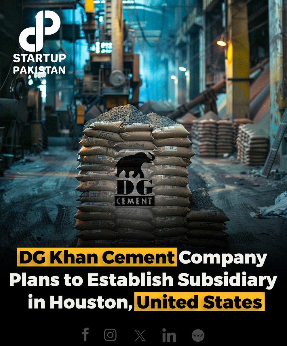 PakStartup's tweet image. DG Khan Cement Company Limited has received approval from its Board of Directors to initiate plans for a wholly owned subsidiary in Houston, Texas, USA. 

#DGKhanCement #Expansion #GlobalPresence #DGKhanGlobal