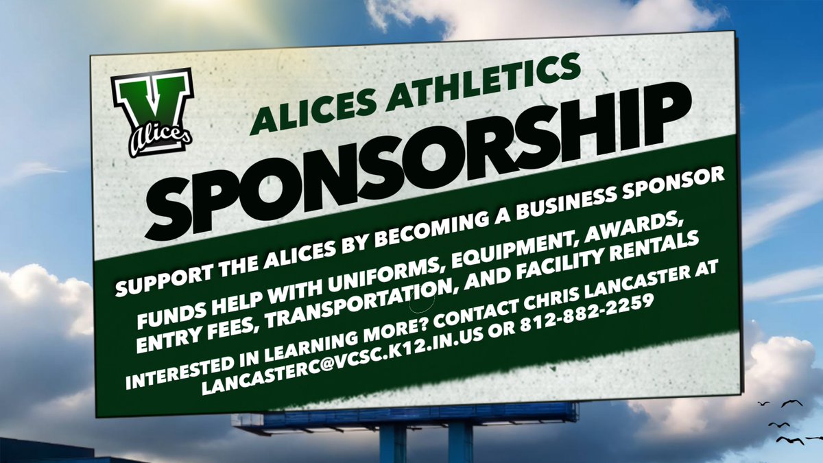 AlicesAthletics's tweet photo. Interested in becoming an Alices Athletics Sponsor? https://t.co/pg0clz7b3o