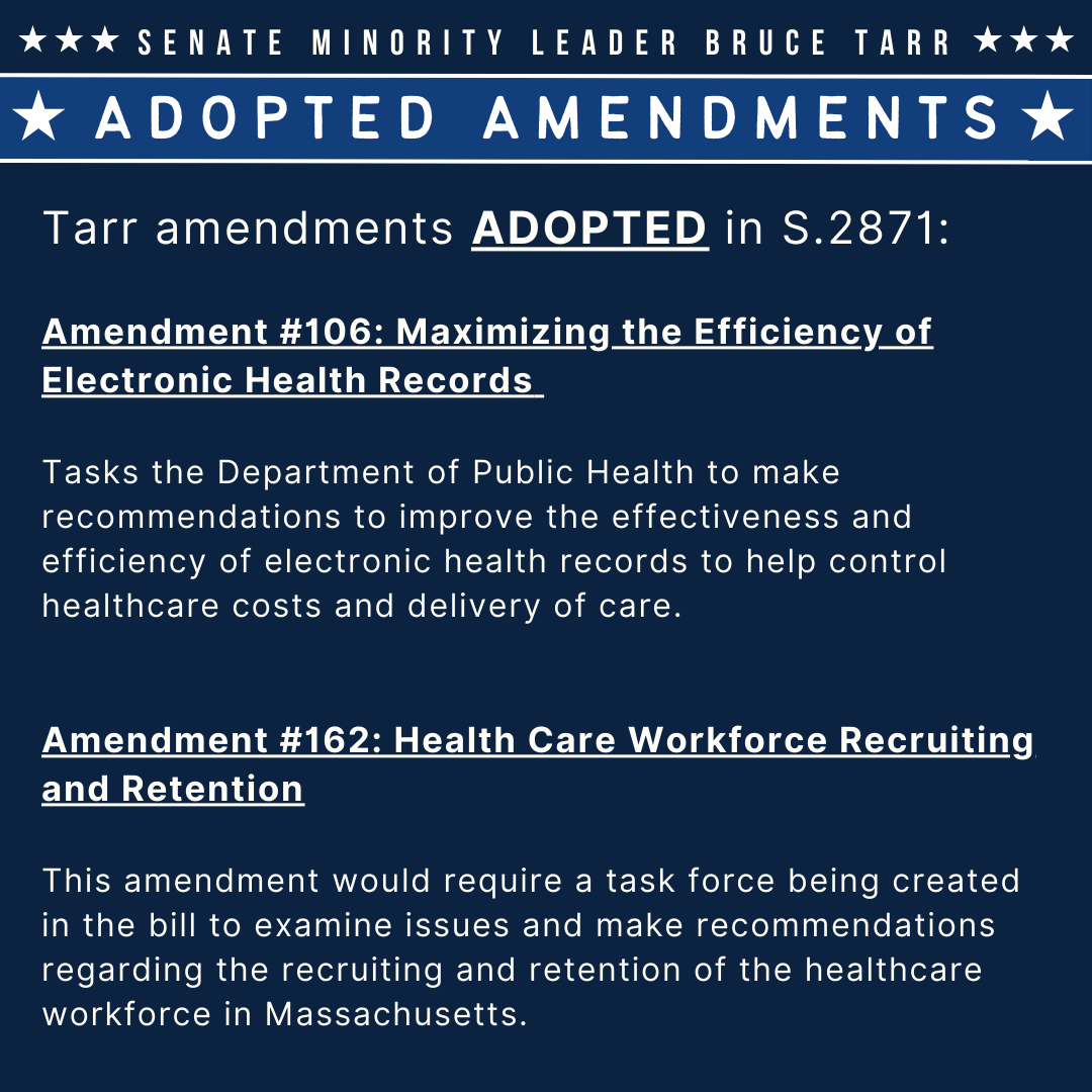 SenBruceTarr's tweet image. Yesterday, Thursday, July 18th, 2024, the Senate debated S.2871, An Act enhancing the health care market review process and adopted several amendments, including #106 and #162, which I offered.
 Learn more here: tinyurl.com/4ry7kcxh