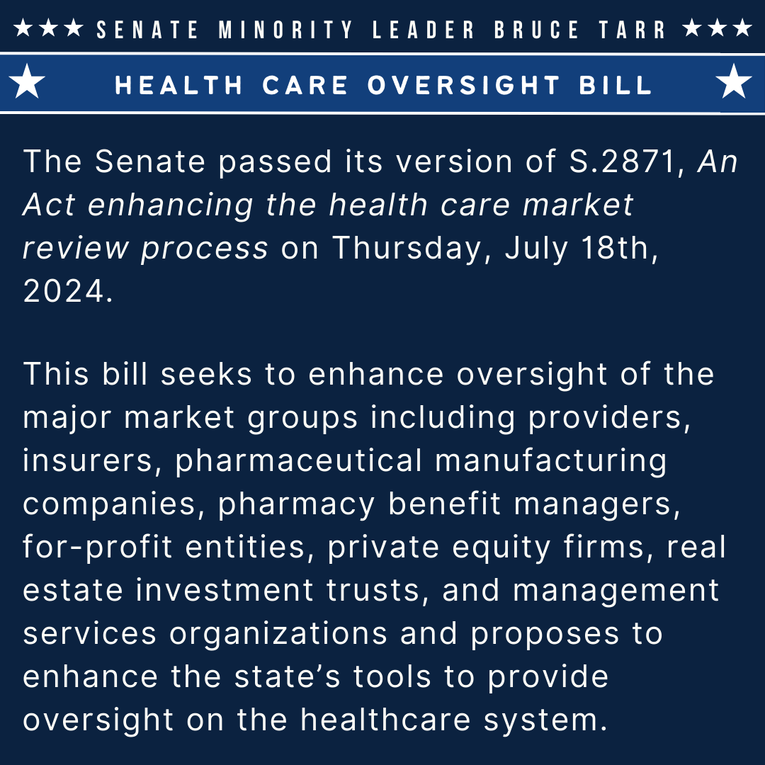 SenBruceTarr's tweet image. Yesterday, Thursday, July 18th, 2024, the Senate debated S.2871, An Act enhancing the health care market review process and adopted several amendments, including #106 and #162, which I offered.
 Learn more here: tinyurl.com/4ry7kcxh